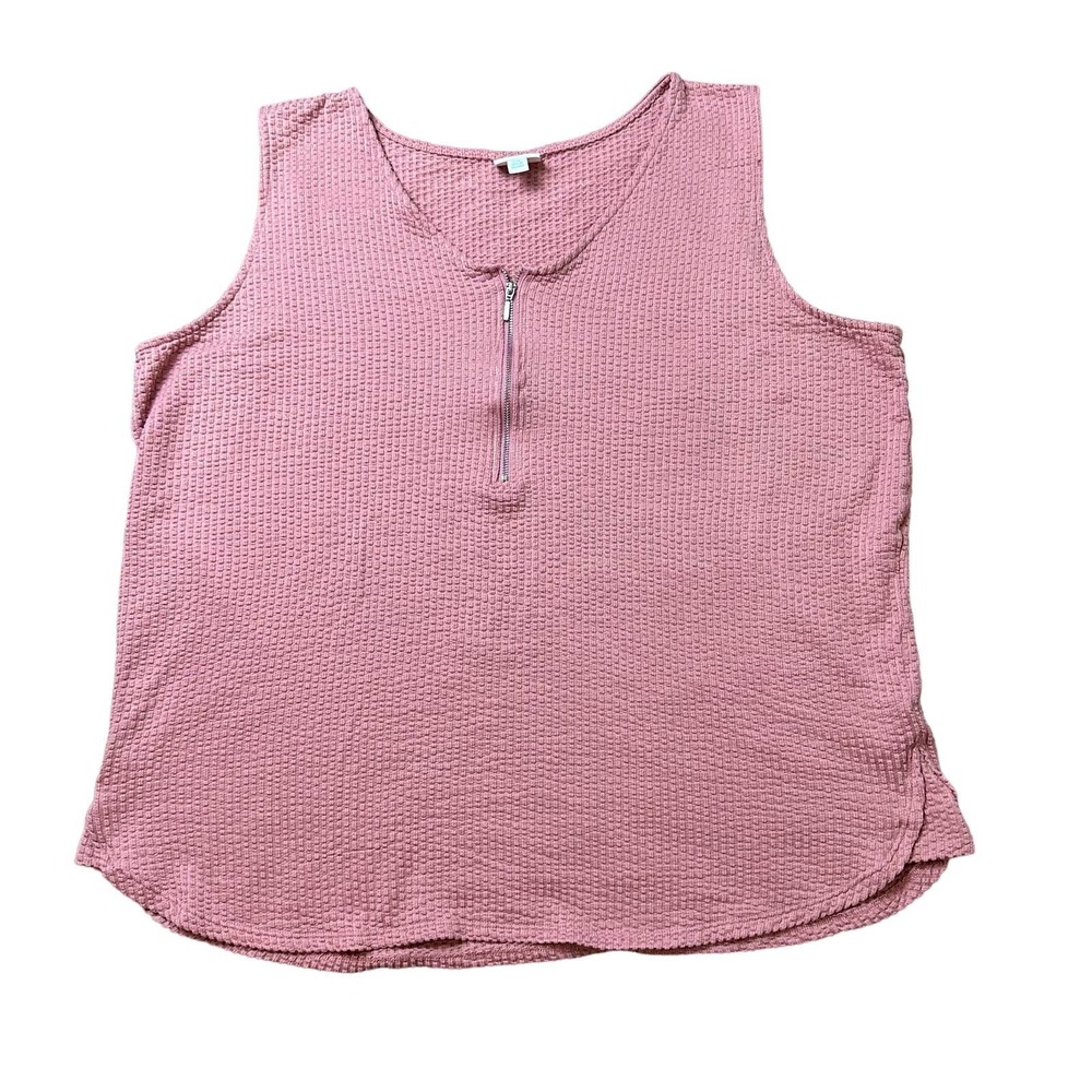 LuLaRoe 2XL Rachel Sleeveless Pink Tank Top Zipper Blouse